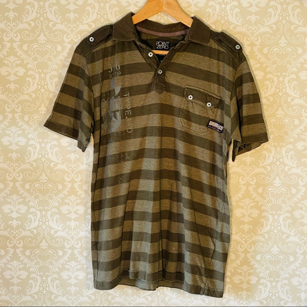 Point Zero Polo Shirt Olive/Army Green Large *
